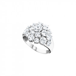 Elsa Lee Paris sterling silver Ring , flower pattern made with 17 clear Cubic Zirconia