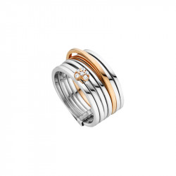 Bague Eden Elsa Lee Paris, collection Tendance, en Argent massif, motif spiral deux tons rhodié rose et coeur avec ZIrconiums