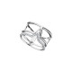 Elsa Lee Paris sterling silver wide ring, triangle pattern and clear Cubic Zirconia