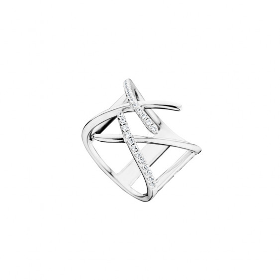 Bague croix en argent 925 ouverte par Elsa Lee bague double croix ouvert en argent