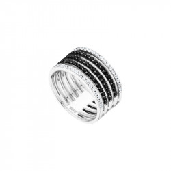 Bague Noire et Blanches en argent avec son design multirang par Elsa Lee Paris 