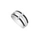 Elsa Lee Paris sterling silver ring with two lines of black enamel and one with Cubic Zirconia