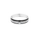 Elsa Lee Paris sterling silver ring, 3 lines with a middle covered in Cubic Zirconia and centerpiece and black enamel