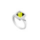Elsa Lee Paris sterling silver ring with one green stone and its round of Cubic Zirconia