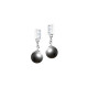 Elsa Lee Paris sterling silver dangling earrings with two grey pearls and 4 close set Cubic Zirconia