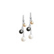 Boucles d'oreilles pendantes Elsa Lee Paris en argent 925 collection Trilogie avec perles de couleurs sur chaînes