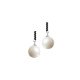 Elsa Lee Paris dangling sterling silver earrings, two white pearls with 8 black Cubic Zirconia