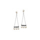 Elsa Lee Paris dangling sterling silver earrings with 18 black Cubic Zirconia and 8 white pearls