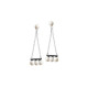 Boucles d'oreilles Elsa Lee Paris, en argent massif, forme triangle avec perles blanches et oxydes de Zirconium noirs