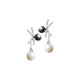Elsa Lee Paris sterling silver earrings with 24 clear Cubic Zirconia, 2 grey pearls 6mm and 2 white pearls 8mm