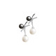 Elsa Lee Paris sterling silver earrings with 24 clear Cubic Zirconia, 2 grey pearls 6mm and 2 white pearls 8mm