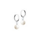 Elsa Lee Paris sterling silver hoop earrings, with two white pearls and two Cubic Zirconia