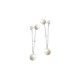 Elsa Lee Paris sterling silver dangling earrings with 4 white pearls 8mm and 10mm with 2 clear Cubic Zirconia