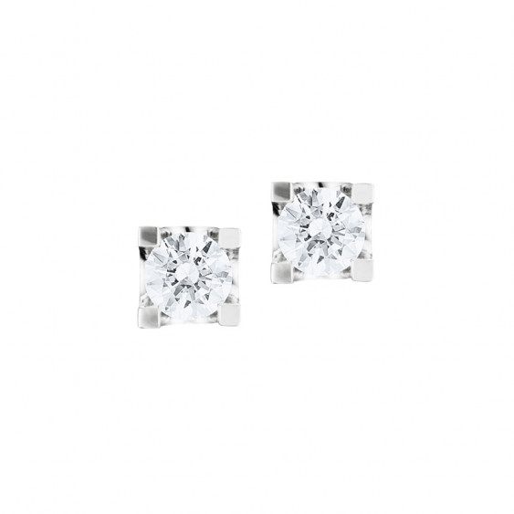 Elsa Lee Paris sterling silver earrings with two claws set diamond cut Cubic Zirconia 