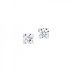 Boucles d'oreilles puces Elsa Lee Paris, collection Tradition, oxydes de Zirconium blancs taille brillants sertis griffe