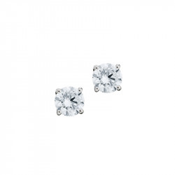 Elsa Lee Paris sterling silver small earrings with two claws set clear Cubic Zirconia 