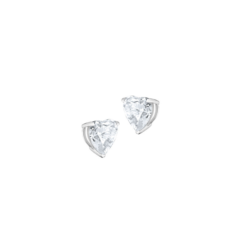 Boucles d'oreilles solitaire coeur argent et oxydes de Zirconium forme coeur