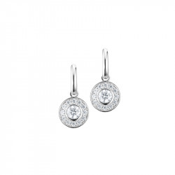 Elsa Lee Paris sterling silver earrings with two close set Cubic Zirconia surrounded by their crowns of Zirconia