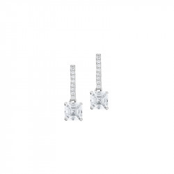 Boucles d'oreilles Elsa Lee Paris, collection tradition, en argent massif et oxydes de Zirconium blanc sertis griffe