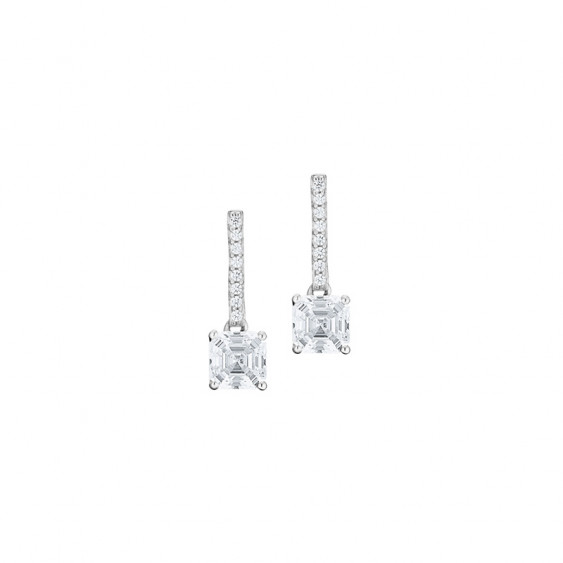 Boucles d'oreilles Elsa Lee Paris, collection tradition, en argent massif et oxydes de Zirconium blanc sertis griffe