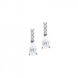 Boucles d'oreilles pendantes Elsa Lee Paris, collection tradition, en argent 925, oxydes de Zirconium tailles poires