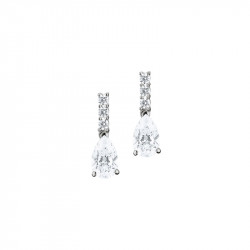 Elsa Lee Paris sterling silver earrings - two claws set pear-shaped clear Cubic Zirconia and six diamond cut Cubic Zirconia