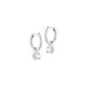 Elsa Lee Paris sterling silver earrings with 2 pendant claws set diamond cut clear Cubic Zirconia and Cubic Zirconia on the hoop