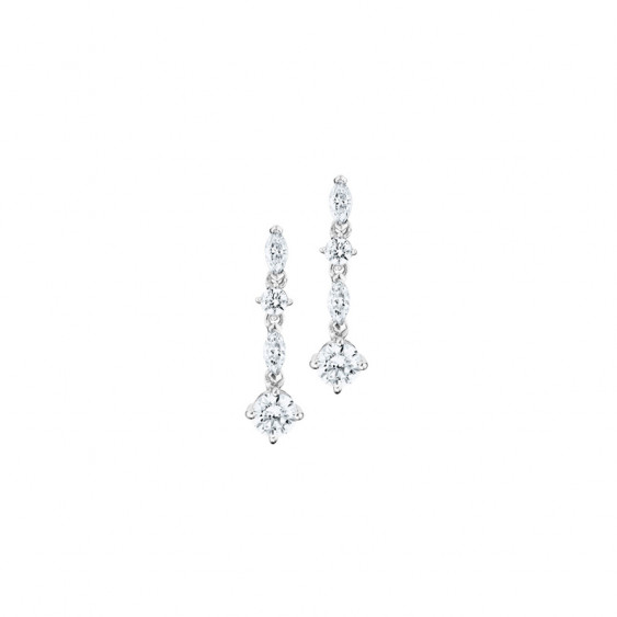 Boucles d'oreilles pendantes Elsa Lee Paris, en argent 925, oxydes de Zirconium différentes formes