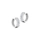 Elsa Lee Paris sterling silver earrings, hoop earrings covered by two lines of diamond cut clear Cubic Zirconia