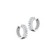 Elsa Lee Paris sterling silver earrings, hoop earrings covered by two lines of diamond cut clear Cubic Zirconia