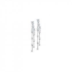 Boucles d'oreilles pendantes Elsa Lee Paris, en argent 925, motif "pluie" d'oxydes de Zirconium blancs