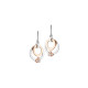 Elsa Lee Paris fine 925 sterling silver earrings, dangling earrings with two circles (gold tone and silver), one gold tone heart