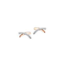 Boucles d'oreilles Elsa Lee Paris, en argent massif, forme croix avec oxydes de ZIrconium et rhodiage rose