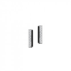 Elsa Lee Paris fine 925 sterling silver earrings, 2 lines with one covered in black enamel and 20 clear Cubic Zirconia