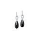 Elsa Lee Paris fine 925 sterling silver earrings, dangling earrings with black enamel and 56 clear Cubic Zirconia
