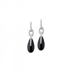 Elsa Lee Paris fine 925 sterling silver earrings, dangling earrings with black enamel and 56 clear Cubic Zirconia