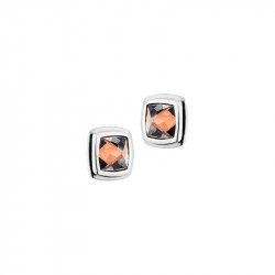 Elsa Lee Paris fine 925 sterling silver earrings with 2 close set chocolate Cubic Zirconia