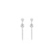 Elsa Lee Paris dangling sterling silver earrings with 2 diamond cut Cubic Zirconia and lines covered in small clear Zirconia