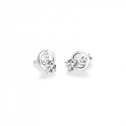 Elsa Lee Paris dangling sterling silver earrings, 2 diamond cut Cubic Zirconia 4mm and 6 clear Zirconia 1mm on lines