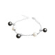bracelet Elsa Lee Paris, chaine en argent, oxydes de Zirconium blancs et perles blanches et grises