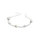 Elsa Lee Paris sterling silver chain bracelet with 3 8mm white pearls, 20cm diameter