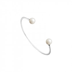 Elsa Lee Paris sterling silver bangle with white pearls