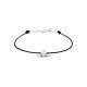 Bracelet Clear Spirit Elsa Lee Paris, oxyde de Zirconium serti clos sur cordon ciré noir