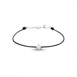 Bracelet Clear Spirit Elsa Lee Paris, oxyde de Zirconium serti clos sur cordon ciré noir