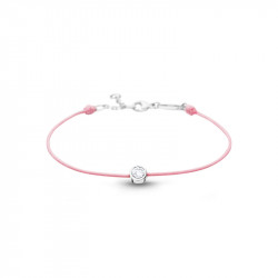 Bracelet Clear Spirit Elsa Lee Paris, oxyde de Zirconium serti clos sur cordon ciré rose