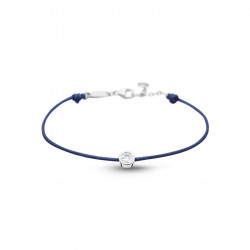Bracelet Clear Spirit Elsa Lee Paris, oxyde de Zirconium serti clos sur cordon ciré bleu