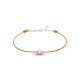 Clear Spirit bracelet from Elsa Lee Paris: one close set Cubic Zirconia 0,2ct on a orange cotton waxed lace