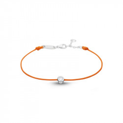 Bracelet Clear Spirit Elsa Lee Paris, oxyde de Zirconium serti clos sur cordon ciré orange