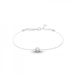 Bracelet Clear Spirit Elsa Lee Paris, oxyde de Zirconium serti clos sur cordon ciré blanc