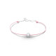 Elsa Lee Paris Clear Spirit bracelet, with close set Cubic Zirconia on pink cotton waxed lace and silver chain